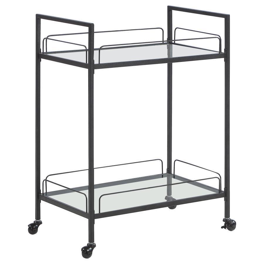 CoasterEssence - Curltis - Serving Cart With Glass Shelves - Clear And Black - 5th Avenue Furniture