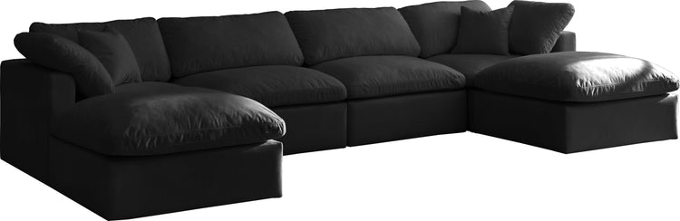 Meridian Furniture - Plush - Velvet Standart Comfort Modular Sectional 6 Piece - Black - Fabric - 5th Avenue Furniture