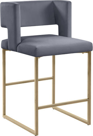 Meridian Furniture - Caleb - Counter Stool with Gold Legs (Set of 2) - 5th Avenue Furniture