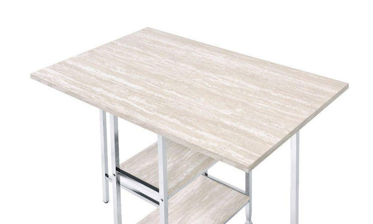 ACME - Raine - Counter Height Table - Antique White & Chrome Finish - 5th Avenue Furniture