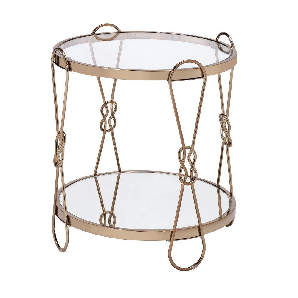 ACME - Zekera - End Table - Champagne & Mirrored - 5th Avenue Furniture