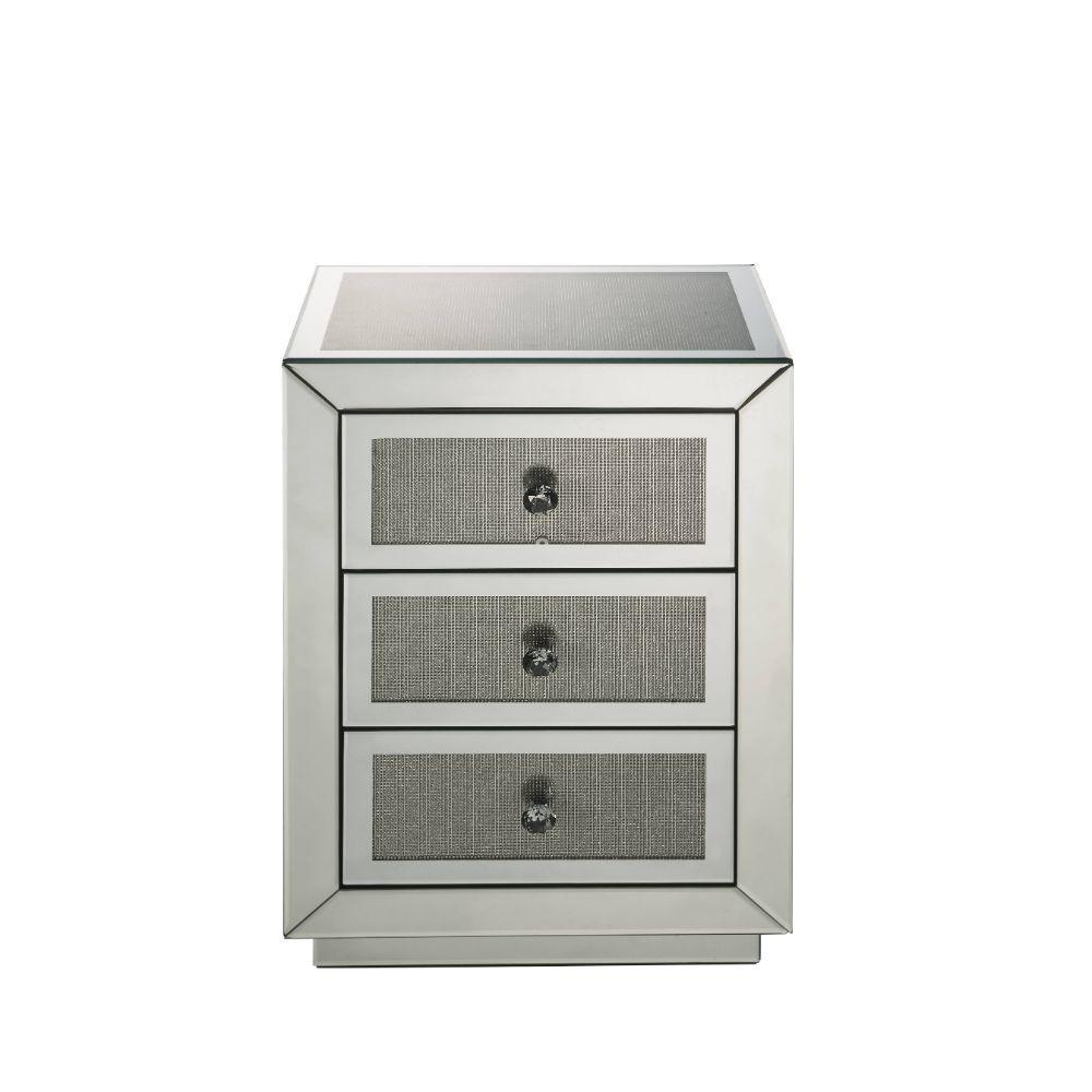 ACME - Lavina - Accent Table - Mirrored & Faux Diamonds - 26" - 5th Avenue Furniture