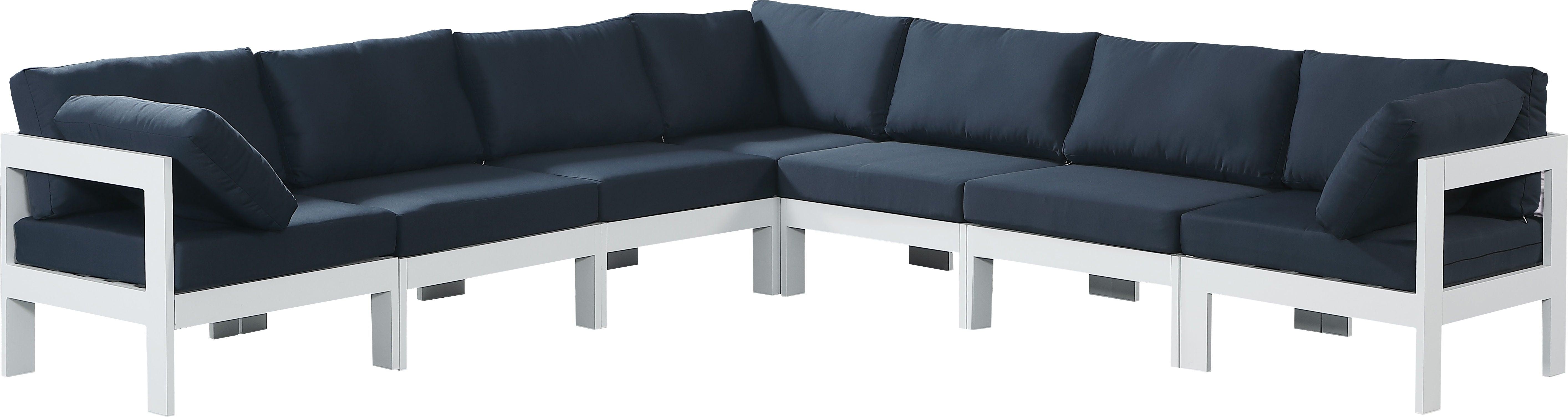 Meridian Furniture - Nizuc - Outdoor Patio Modular Sectional 7 Piece - Navy - Fabric - Modern & Contemporary - 5th Avenue Furniture