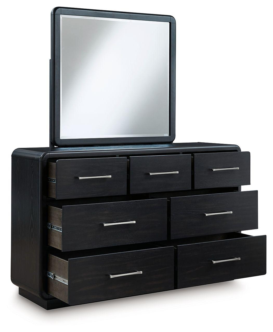 Signature Design by Ashley® - Rowanbeck - Black - Dresser And Mirror - 5th Avenue Furniture