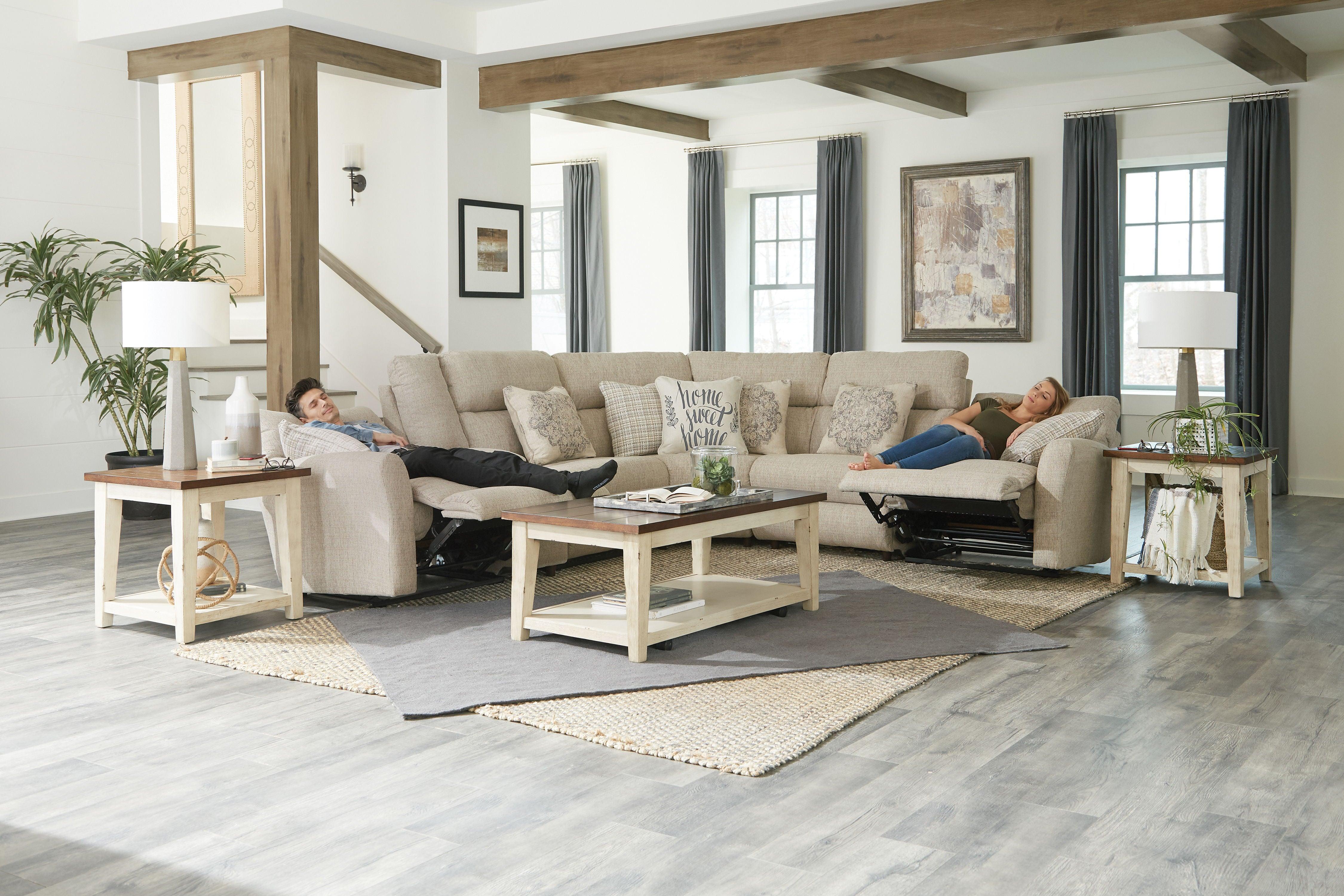 Catnapper - McPherson Modular Sectional - Power Lay Flat Recliner - Buff - 43.5" - 5th Avenue Furniture