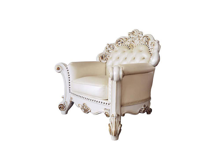 ACME - Vendom - Chair - Champagne PU & Antique Pearl Finsih - 5th Avenue Furniture