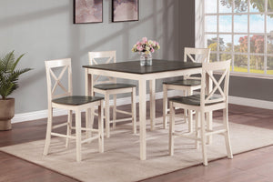 Crown Mark - Theodore - 5 Piece Counter Height Table Set - White - 5th Avenue Furniture