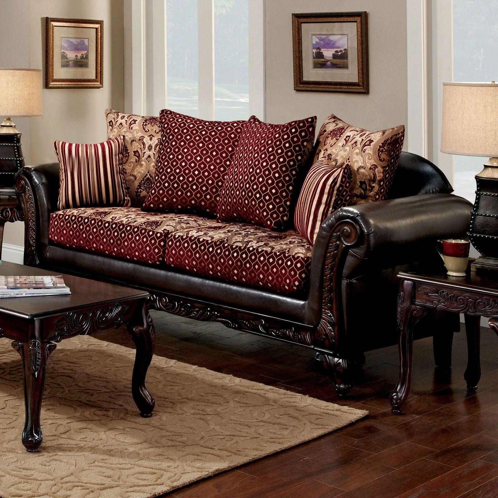 Furniture of America - Ellis - Sofa - Burgundy / Brown / Dark Cherry - 5th Avenue Furniture