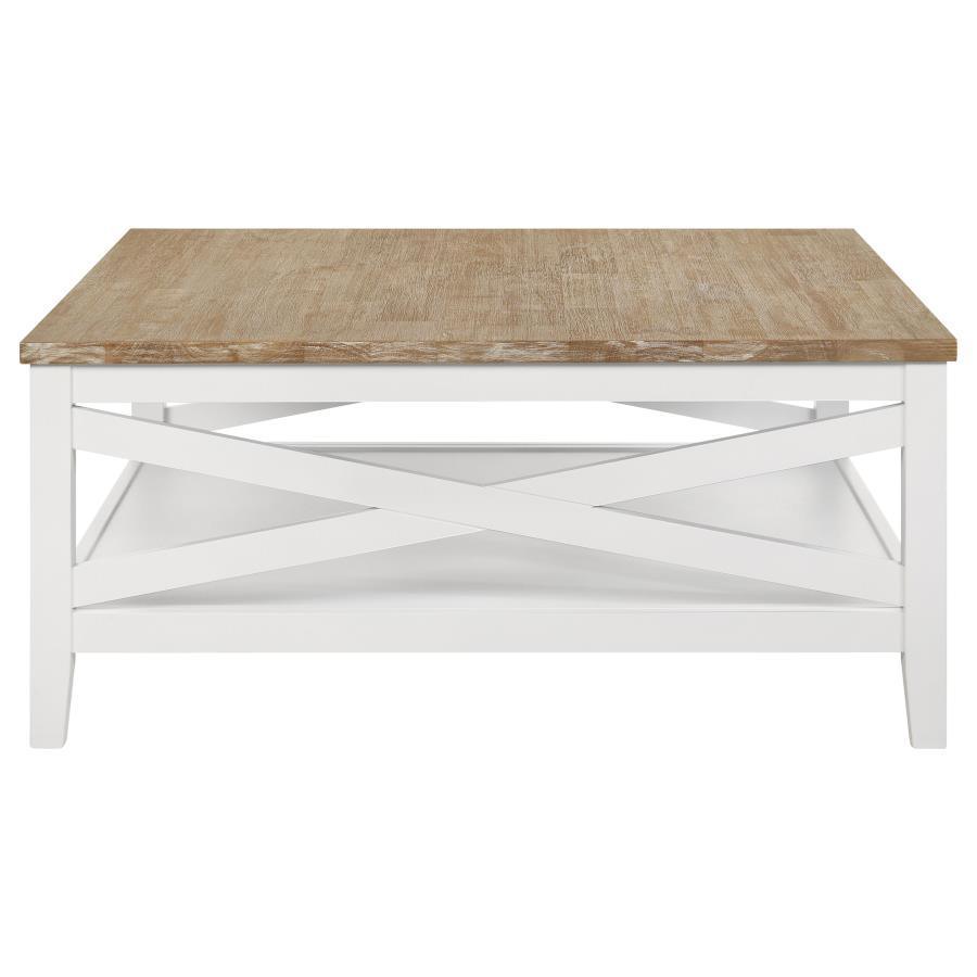 Coaster Fine Furniture - Maisy - Square Wooden Coffee Table With Shelf - Brown And White - 5th Avenue Furniture