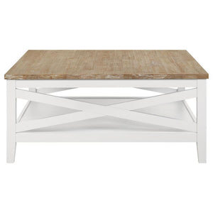 Coaster Fine Furniture - Maisy - Square Wooden Coffee Table With Shelf - Brown And White - 5th Avenue Furniture