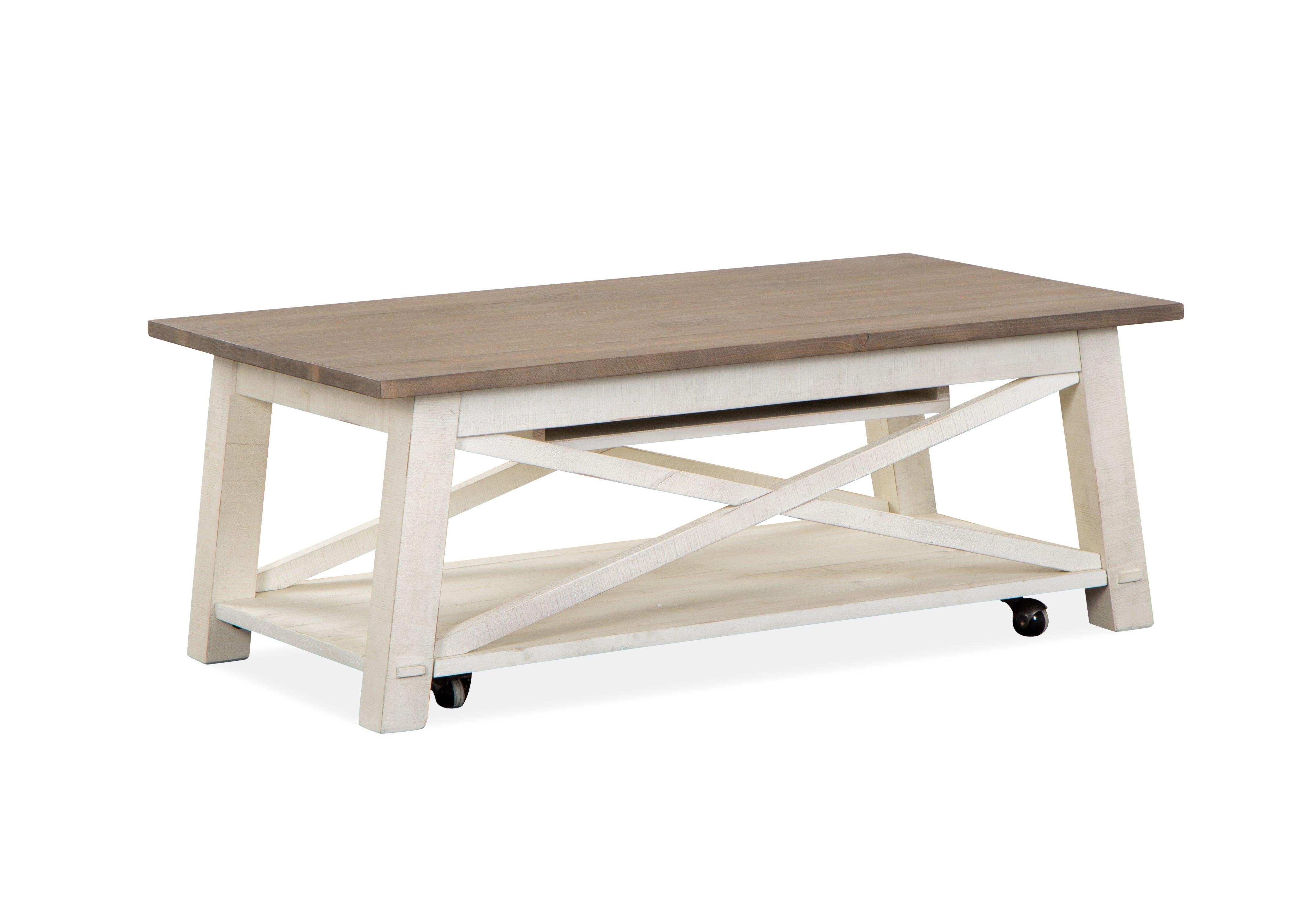 Magnussen Furniture - Sedley - Lift Top Storage Cocktail Table (With Casters) - Distressed Chalk White - 5th Avenue Furniture