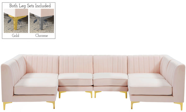 Meridian Furniture - Alina - Modular Sectional 6 Piece - Pink - Fabric - 5th Avenue Furniture