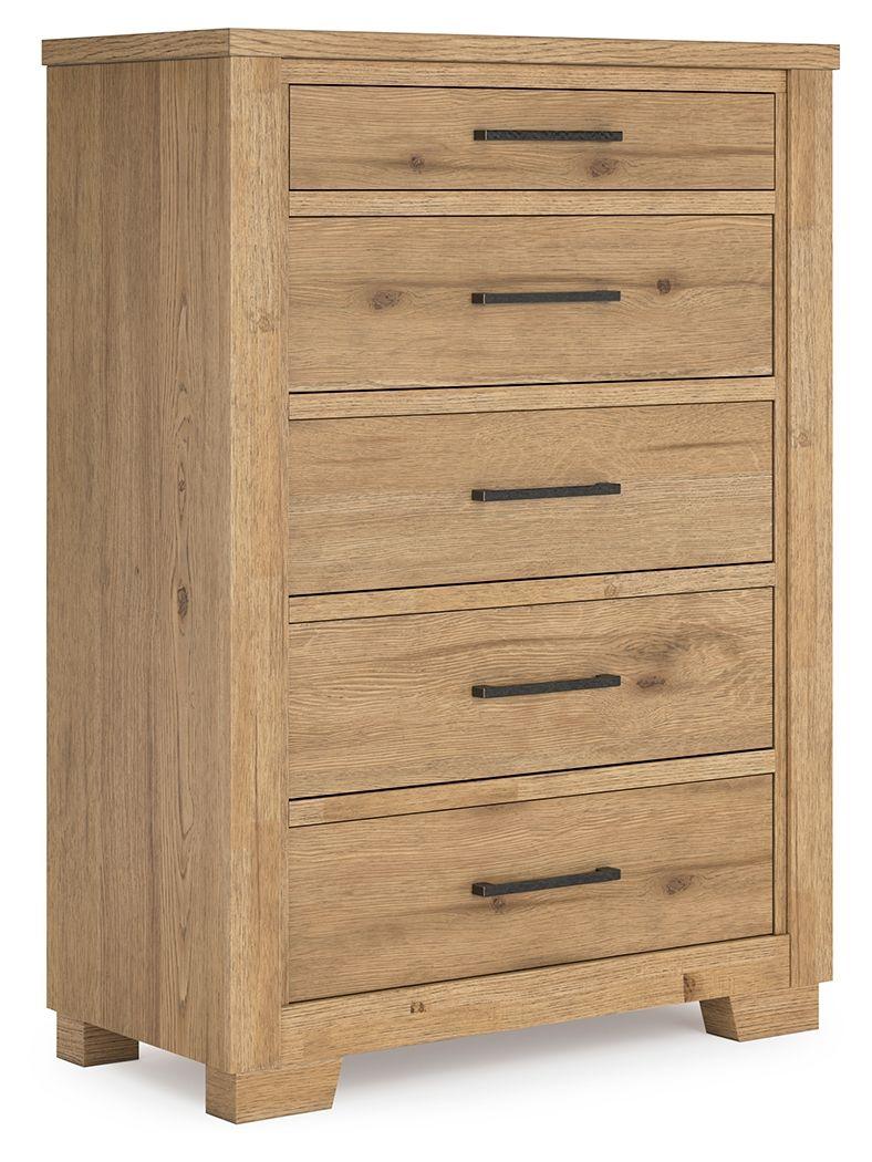 Signature Design by Ashley® - Galliden - Light Brown - Five Drawer Chest - 5th Avenue Furniture