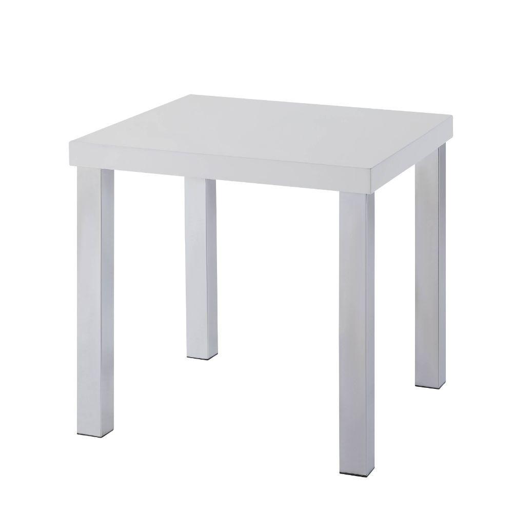 ACME - Harta - End Table - White High Gloss & Chrome - 5th Avenue Furniture