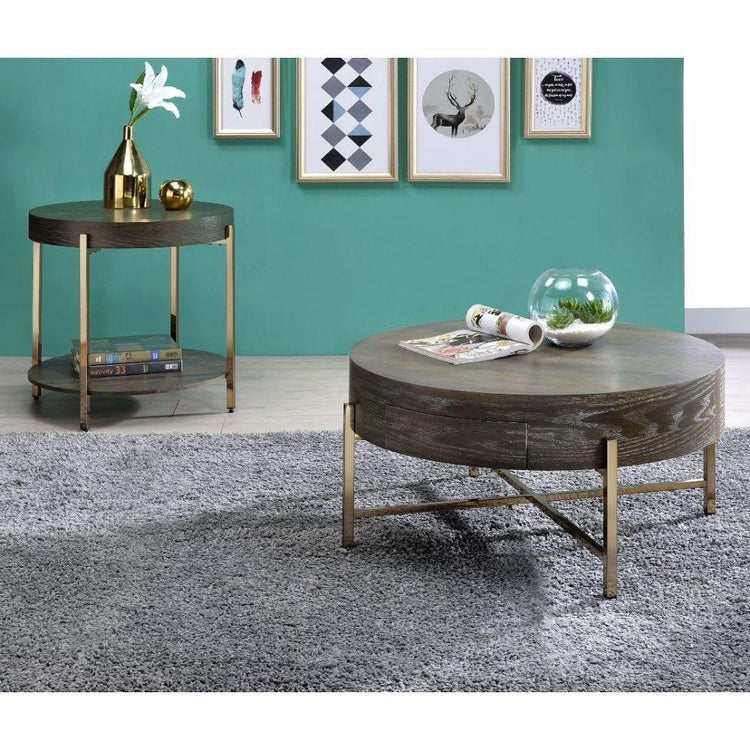 ACME - Weyton - Coffee Table - Dark Oak & Champagne - 5th Avenue Furniture