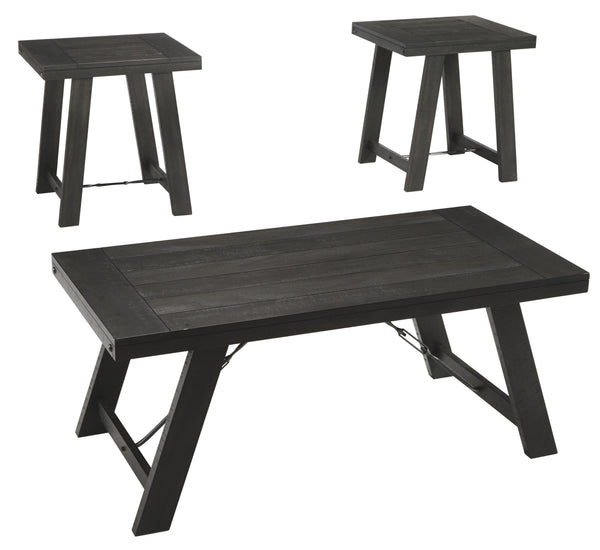 Ashley Furniture - Noorbrook - Black / Pewter - Occasional Table Set (Set of 3) - 5th Avenue Furniture