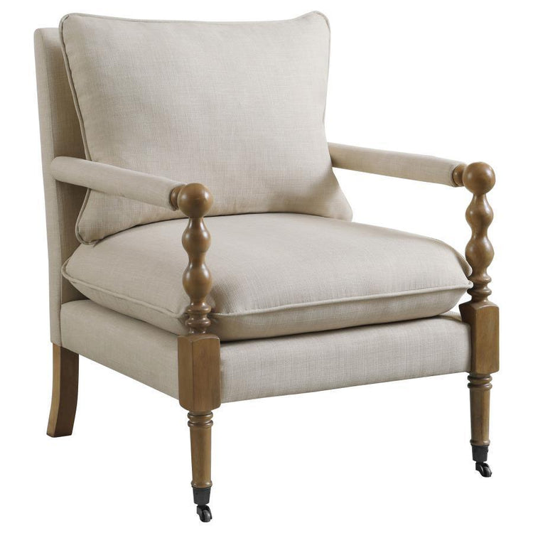 CoasterElevations - Dempsy - Upholstered Accent Chair With Casters - Beige - 5th Avenue Furniture