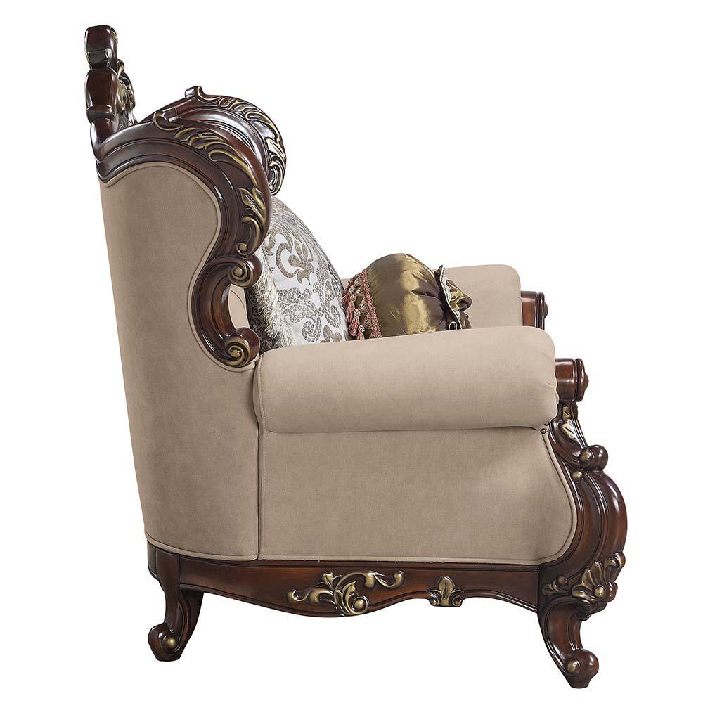 ACME - Ragnar - Chair - Light Brown Linen & Cherry Finish - 5th Avenue Furniture