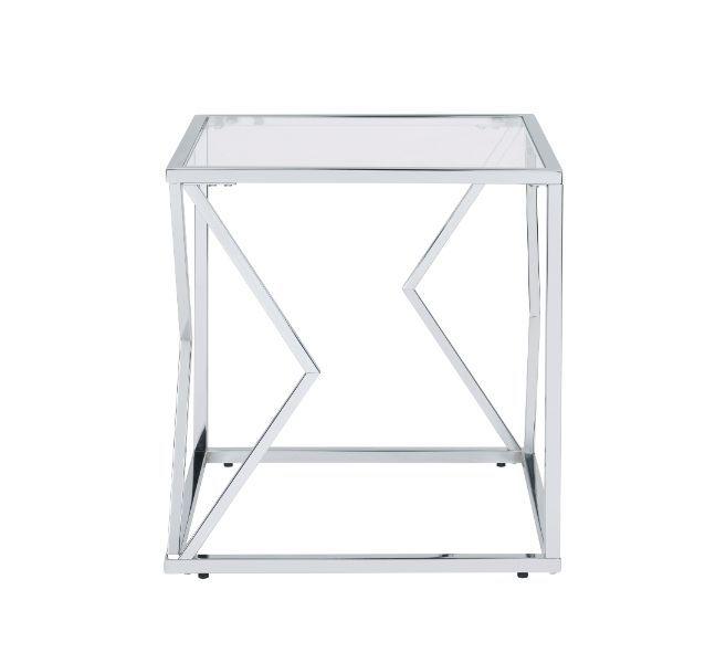 ACME - Virtue - End Table - Clear Glass & Chrome Finish - 5th Avenue Furniture
