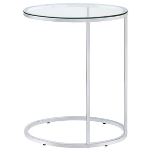 CoasterEveryday - Kyle - Oval Snack Table - Chrome And Clear - 5th Avenue Furniture