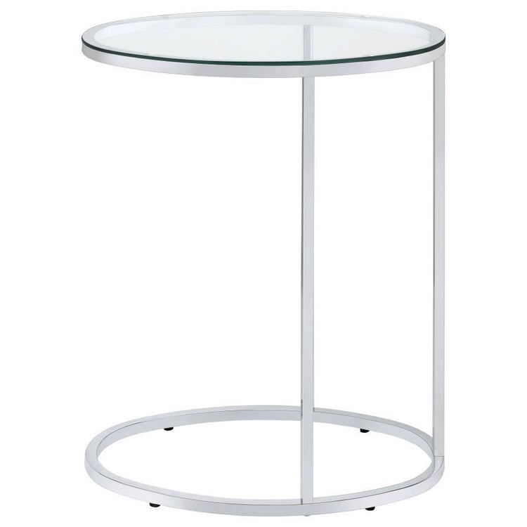 CoasterEveryday - Kyle - Oval Snack Table - Chrome And Clear - 5th Avenue Furniture