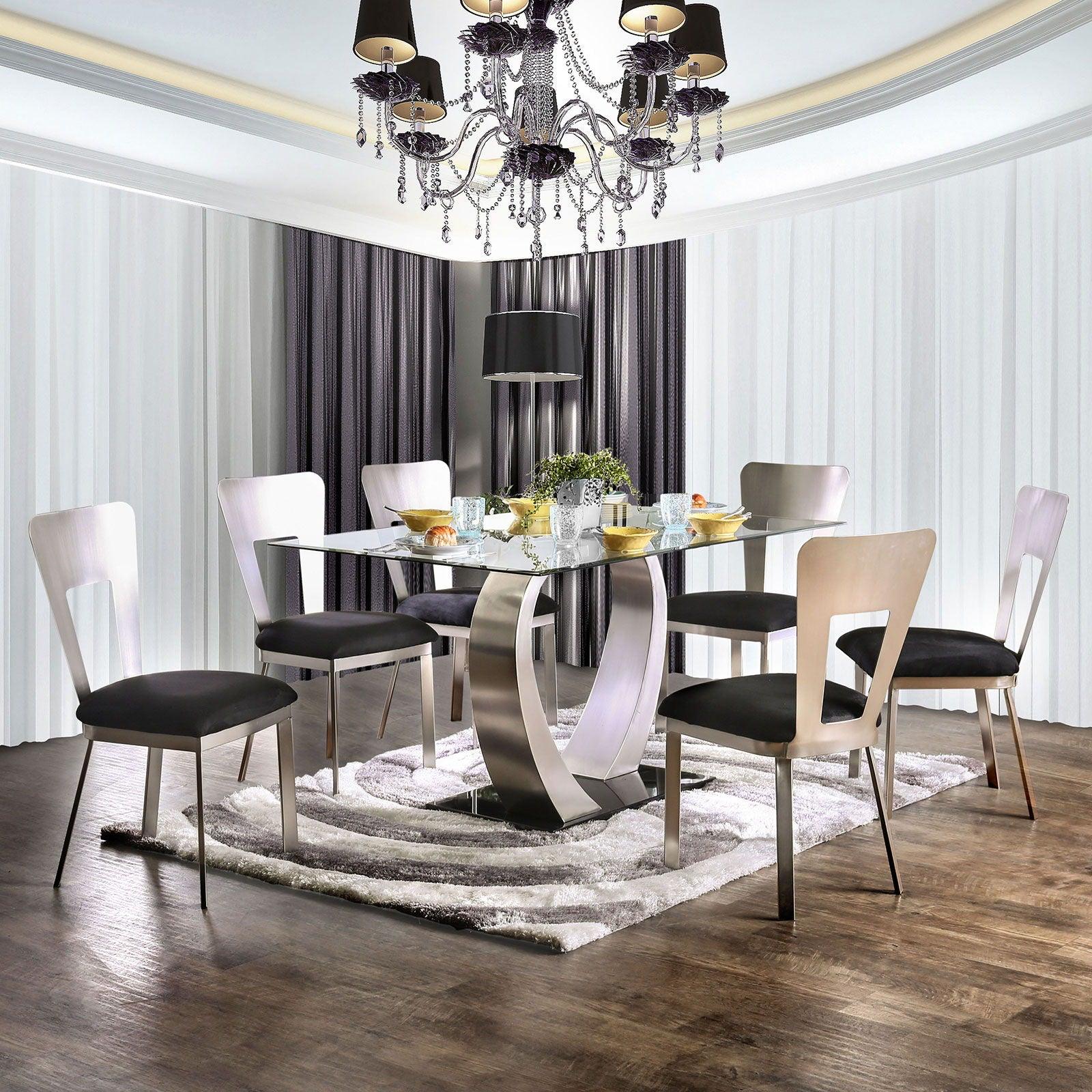 Furniture of America - Nova - Dining Table - Silver / Black - 5th Avenue Furniture
