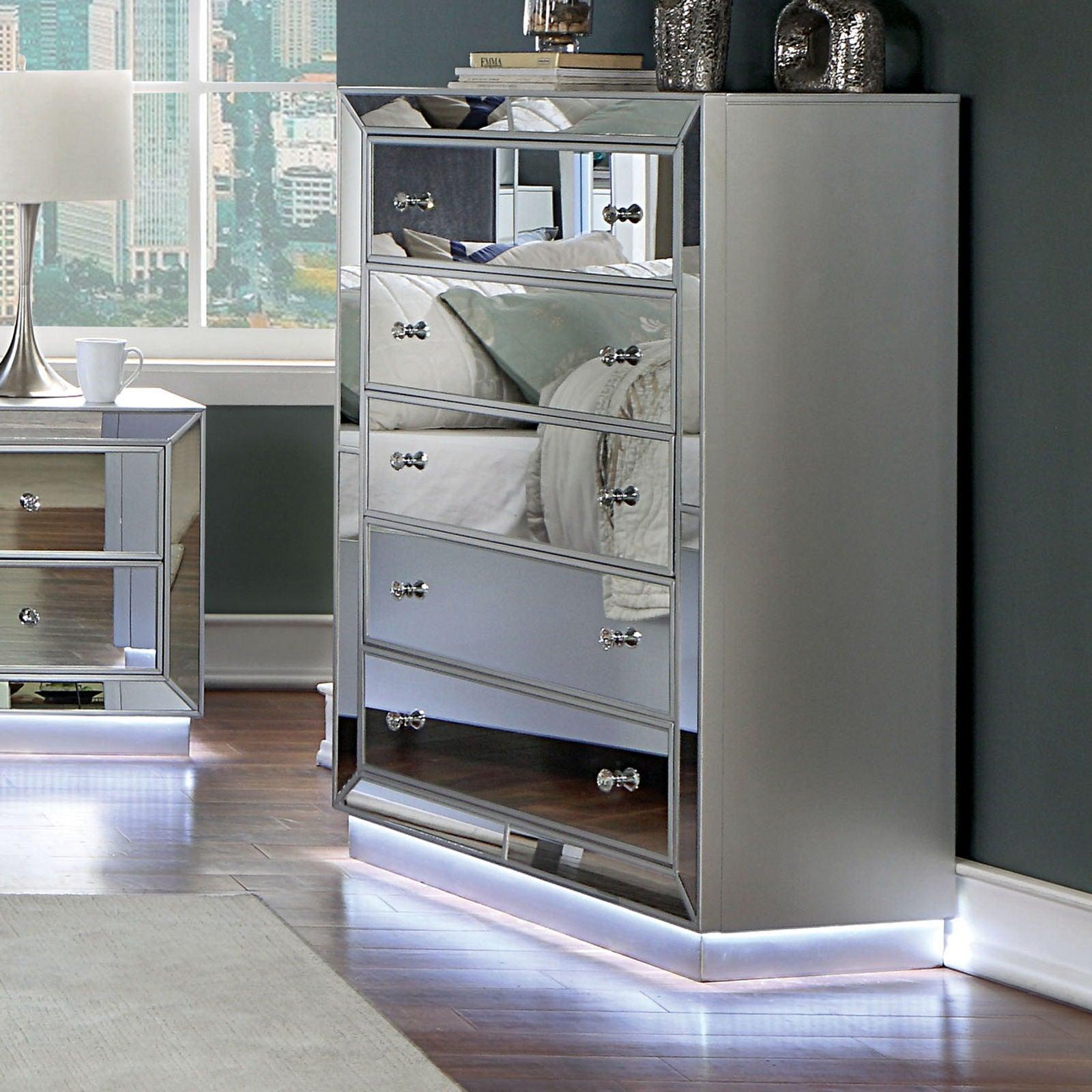 Furniture of America - Belladonna - Chest With LED - Silver - 5th Avenue Furniture