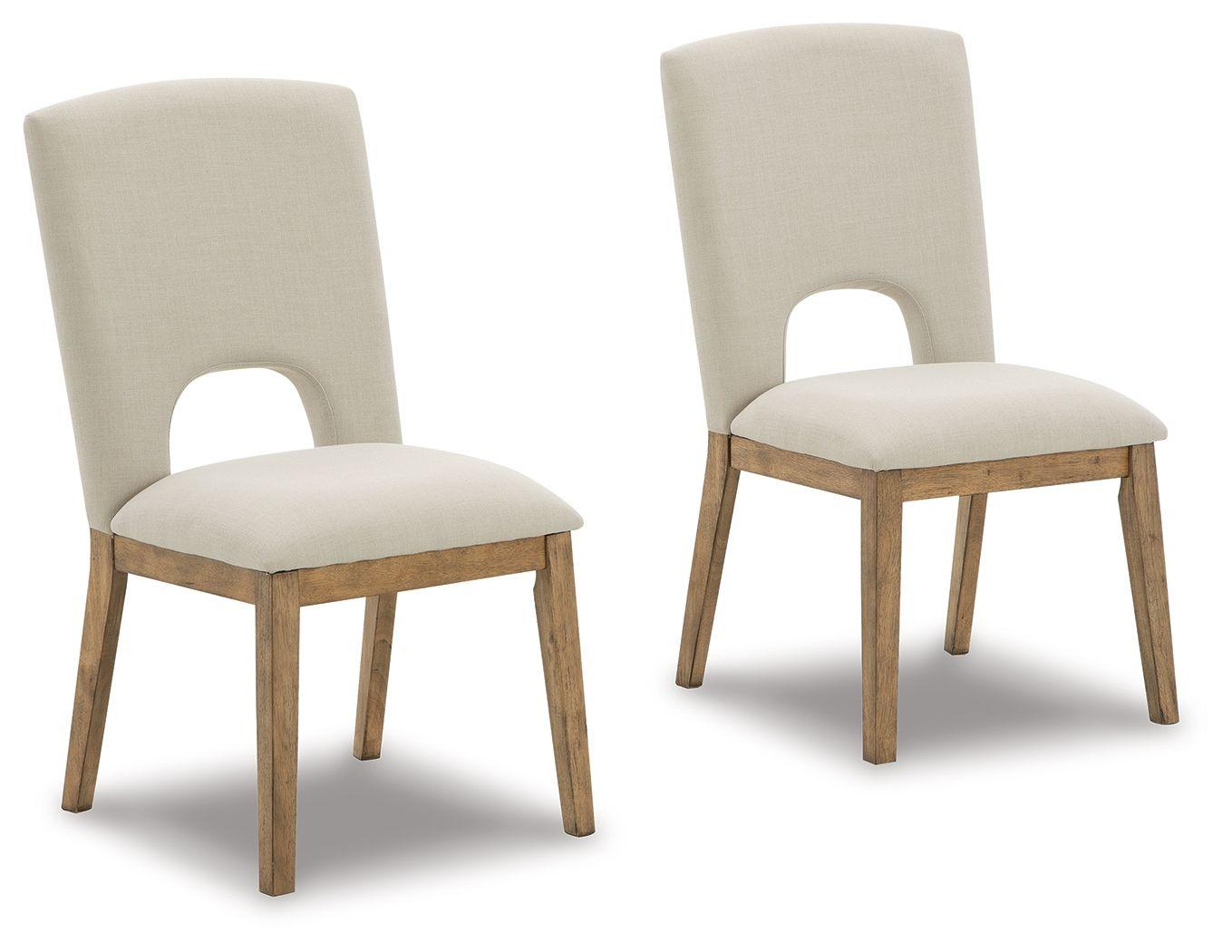 Signature Design by Ashley® - Dakmore - Linen / Brown - Dining Uph Side Chair (Set of 2) - 5th Avenue Furniture