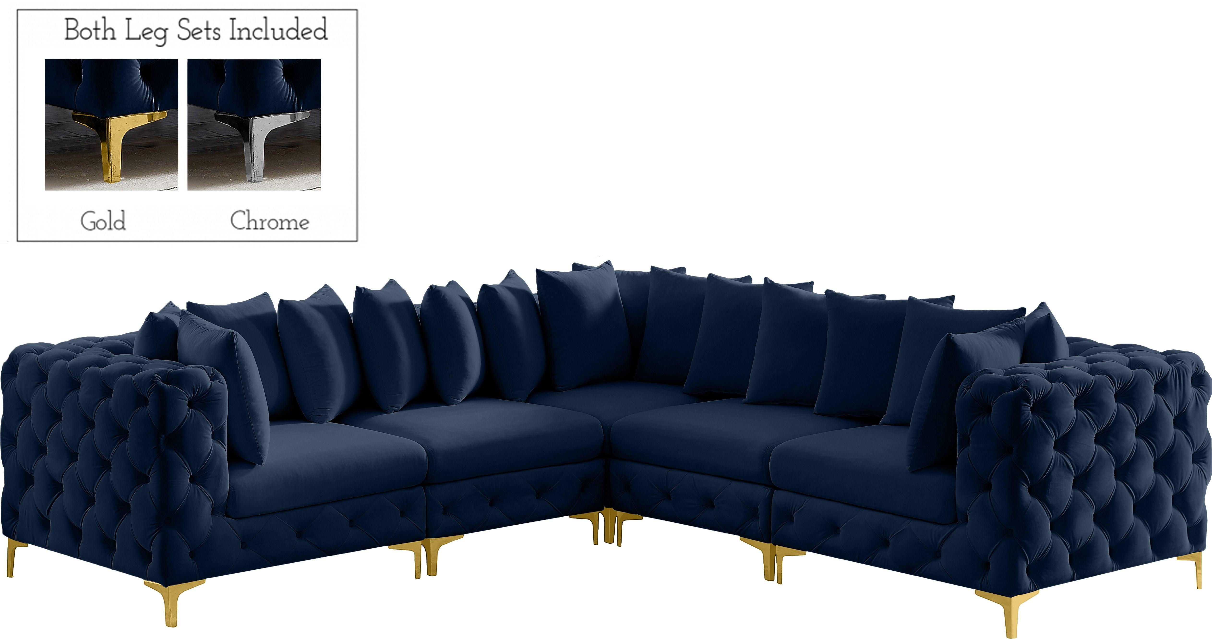 Meridian Furniture - Tremblay - Modular Sectional 5 Piece - Navy - 5th Avenue Furniture