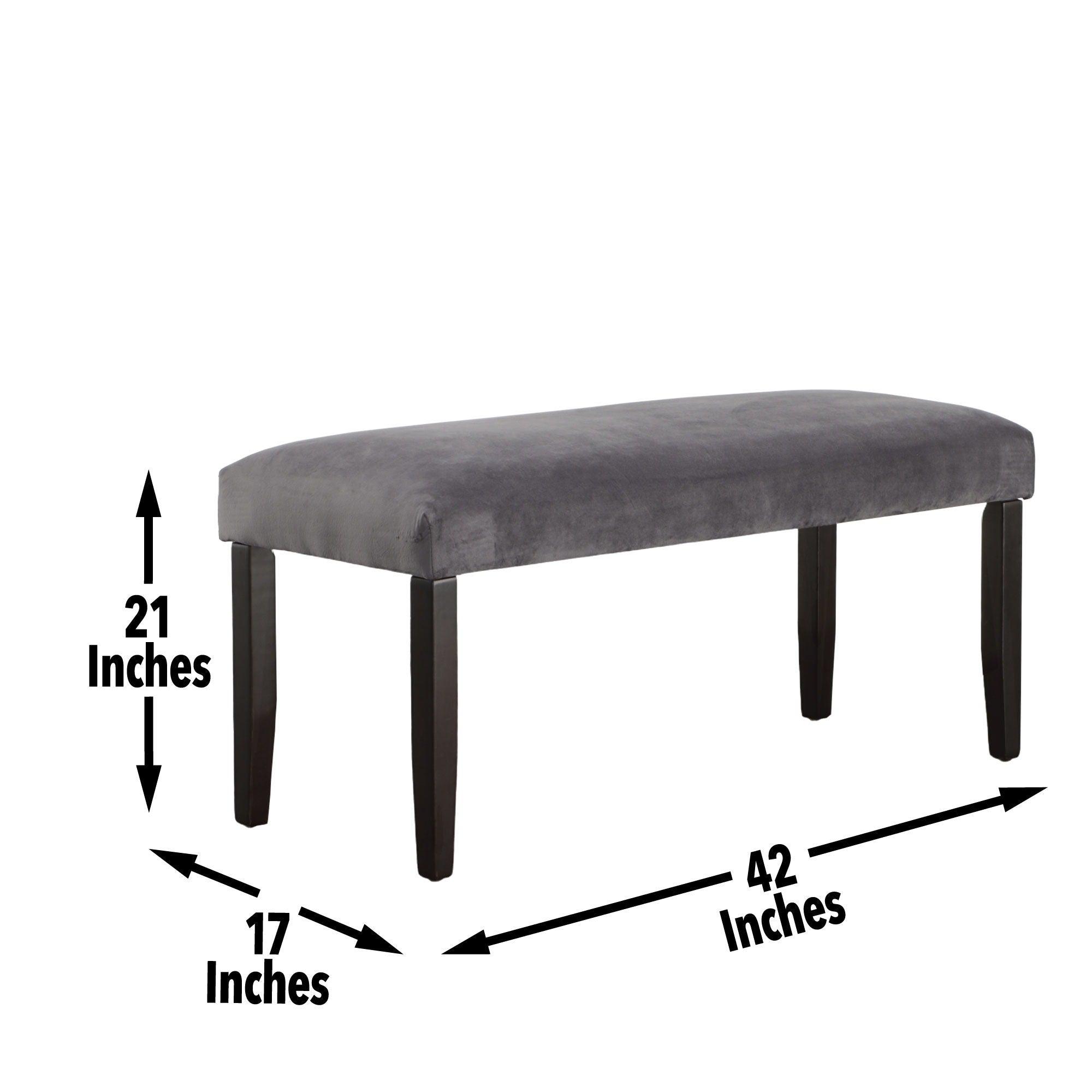 Steve Silver Furniture - Napoli - Velvet Dining Bench - Gray - 5th Avenue Furniture