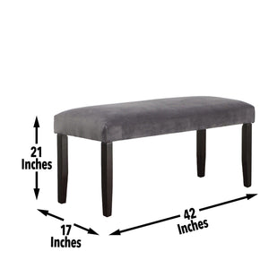 Steve Silver Furniture - Napoli - Velvet Dining Bench - Gray - 5th Avenue Furniture