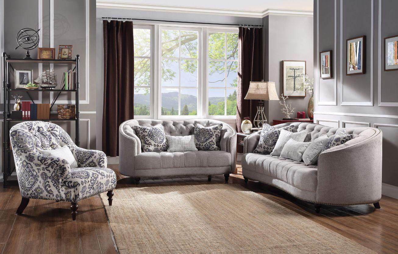 ACME - Saira - Sofa - Light Gray Fabric - 5th Avenue Furniture
