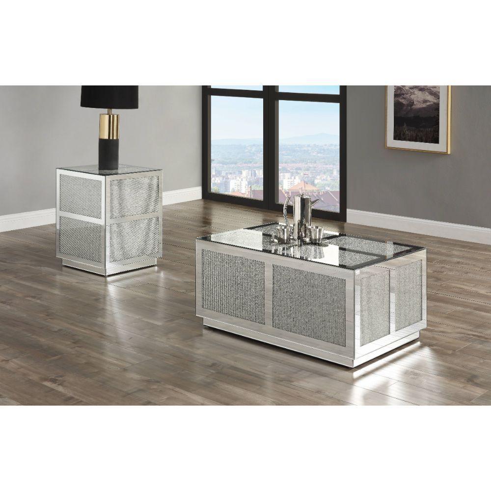 ACME - Lavina - Coffee Table - Mirrored & Faux Diamonds - 5th Avenue Furniture