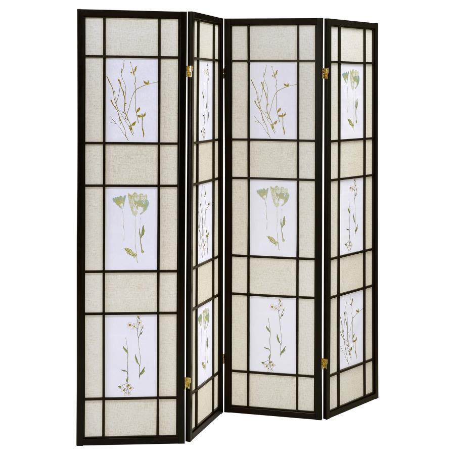 CoasterEveryday - Catabella - 4-Panel Floral Print Folding Screen - Multi-Color - 5th Avenue Furniture