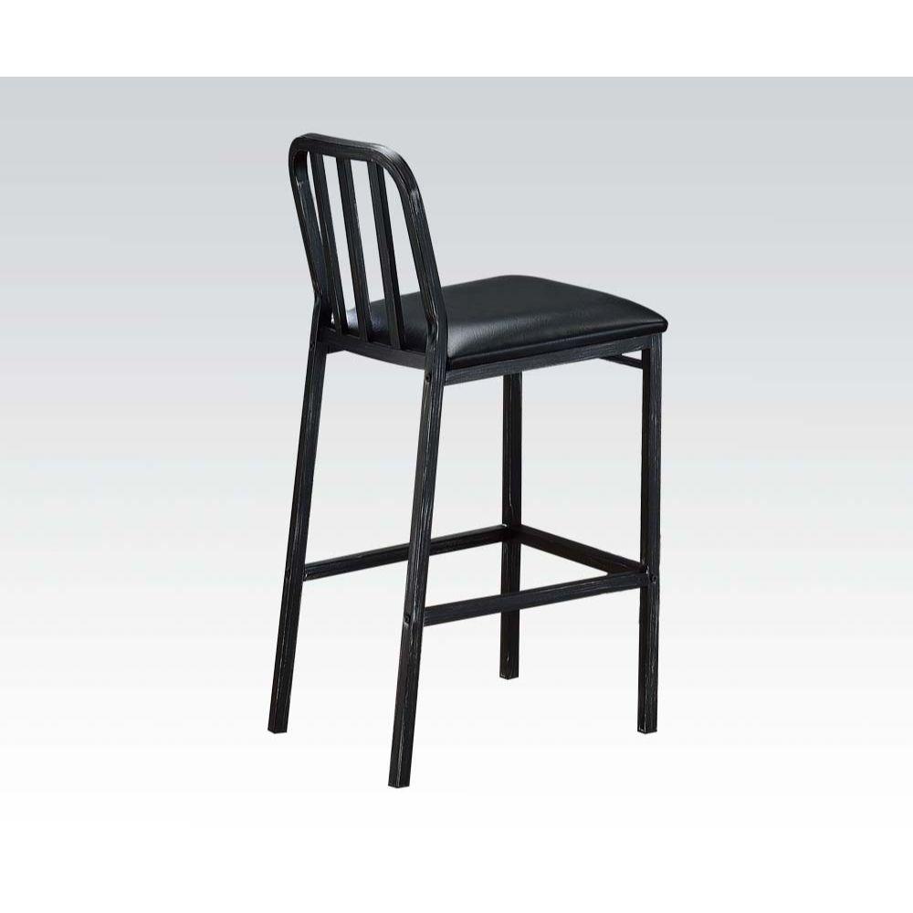 ACME - Jodie - Bar Chair (Set of 2) - Black PU & Antique Black - 5th Avenue Furniture