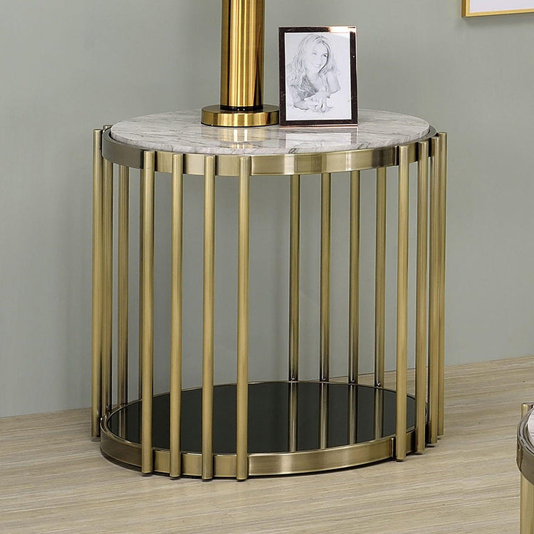 Furniture of America - Ofelia - End Table - Antique Brass / Black - 5th Avenue Furniture