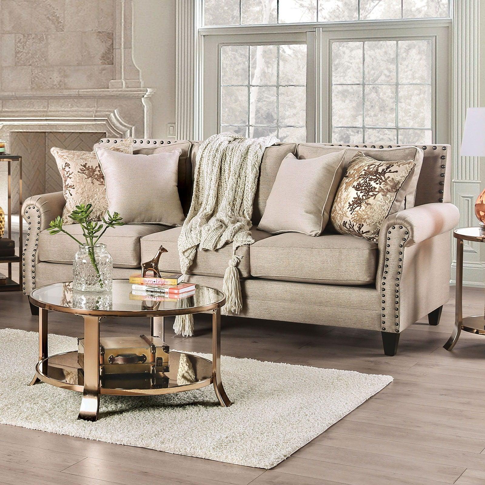 Furniture of America - Briana - Sofa - Beige / Gold - 5th Avenue Furniture