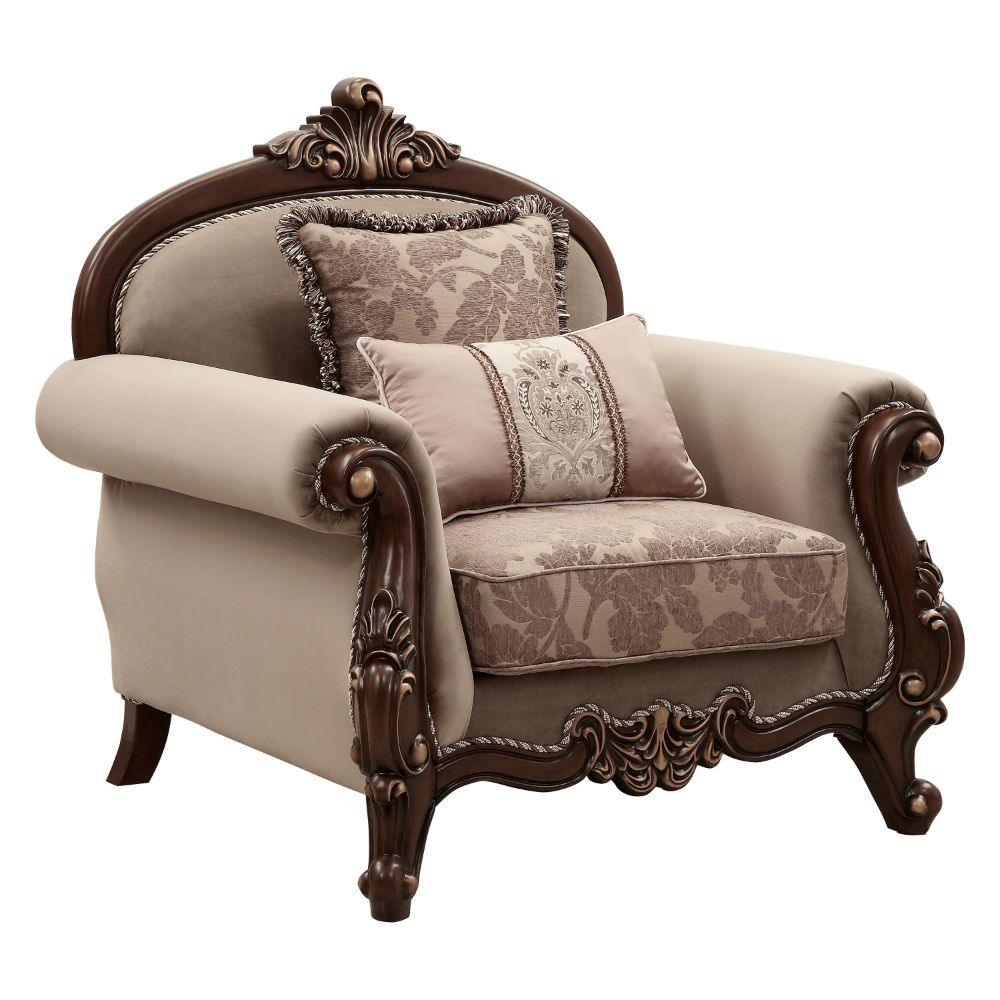 ACME - Mehadi - Chair - Velvet & Walnut - 5th Avenue Furniture