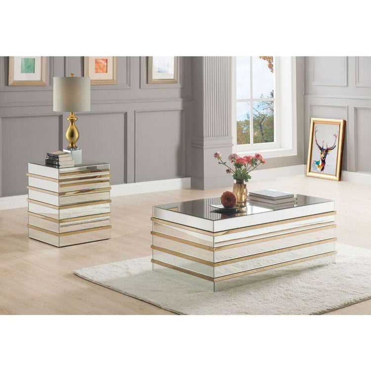 ACME - Osma - Coffee Table - Mirrored & Gold - 5th Avenue Furniture