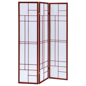 CoasterEveryday - Katerina - 3-Panel Folding Floor Screen - White And Cherry - 5th Avenue Furniture