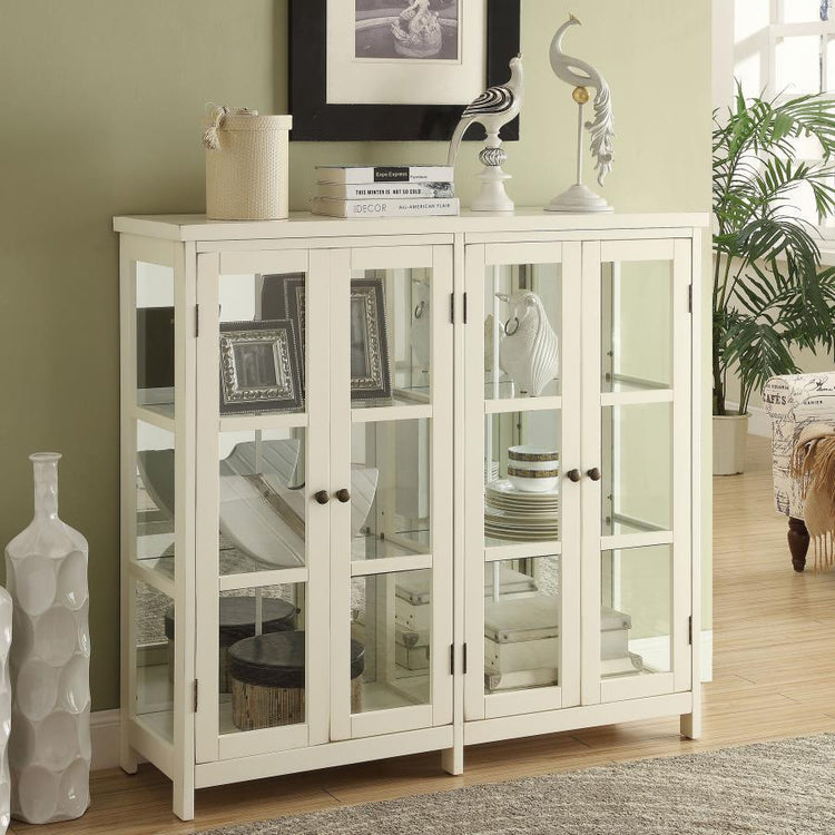 CoasterEssence - Sable - 4-Door Display Accent Cabinet - White - 5th Avenue Furniture