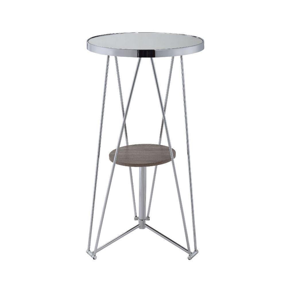 ACME - Jarvis - Bar Table - Mirror, Gray Oak & Chrome - 5th Avenue Furniture