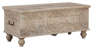 Ashley Furniture - Fossil - Beige - Storage Bench - 5th Avenue Furniture