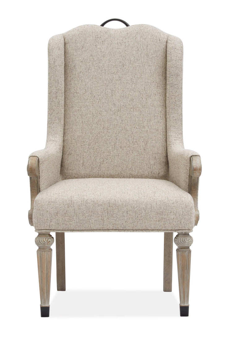 Magnussen Furniture - Marisol - Upholstered Host Arm Chair (Set of 2) - Fawn - 5th Avenue Furniture