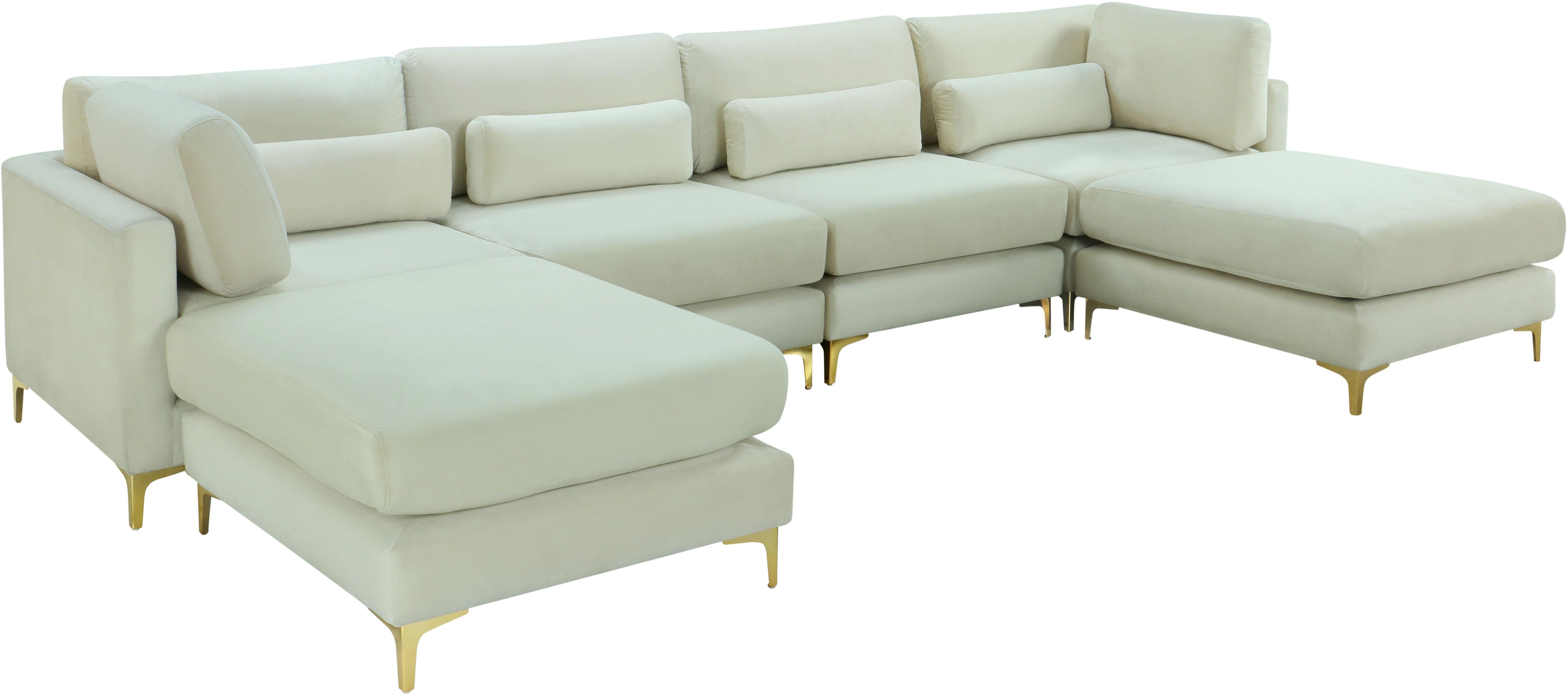 Meridian Furniture - Julia - Modular Sectional 6 Piece - Fabric - Cream - 5th Avenue Furniture