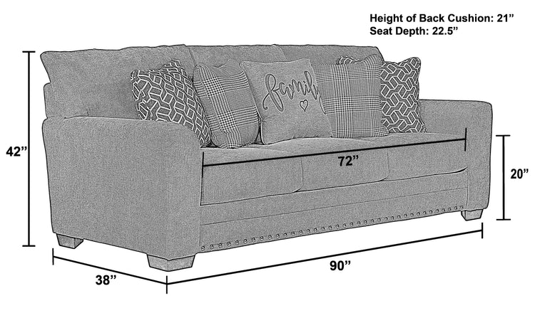 Jackson - Cutler - Sofa - Ash - 5th Avenue Furniture