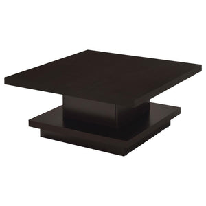 CoasterEveryday - Reston - Pedestal Square Coffee Table - Cappuccino - 5th Avenue Furniture