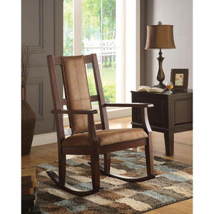 ACME - Butsea - Rocking Chair - Brown Fabric & Espresso - 5th Avenue Furniture