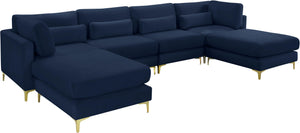 Meridian Furniture - Julia - Modular Sectional 6 Piece - Fabric - Navy - 5th Avenue Furniture