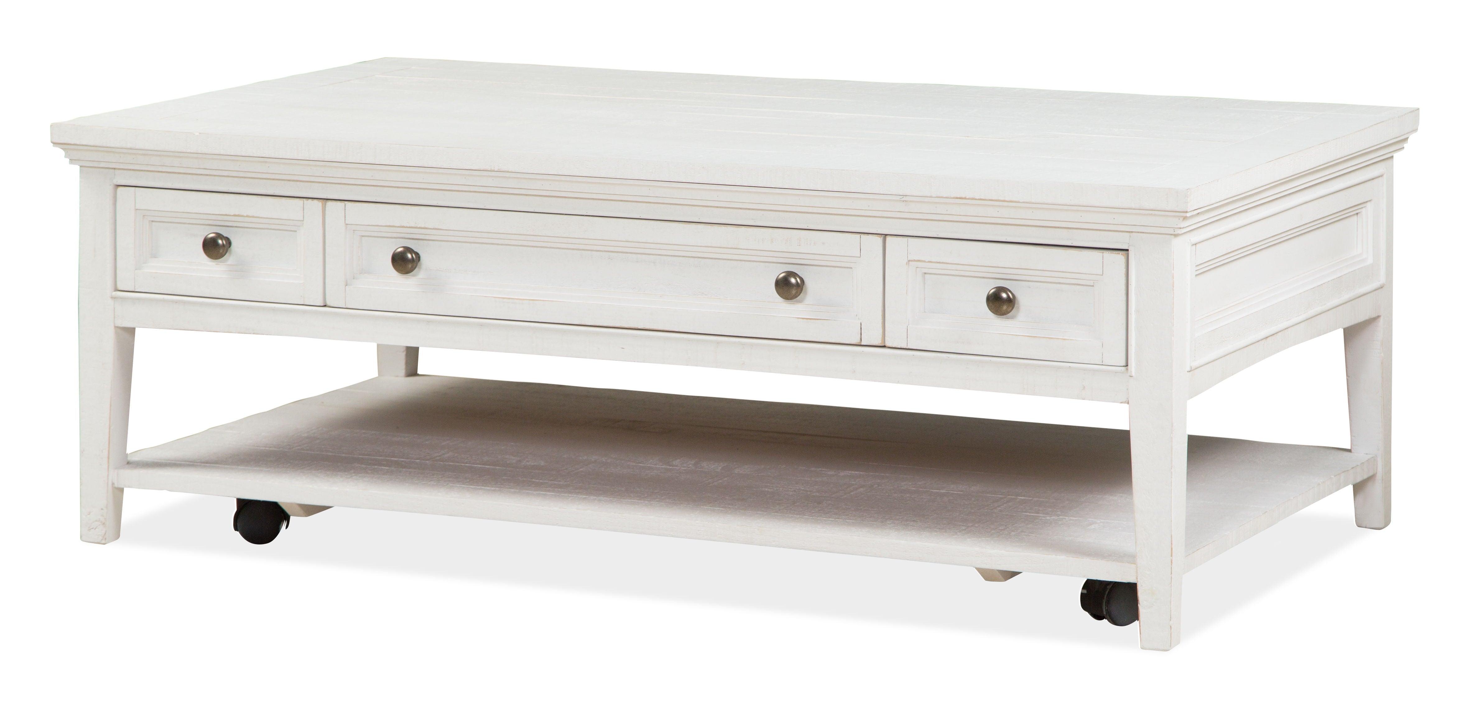 Magnussen Furniture - Heron Cove - Rectangular Cocktail Table With Casters - Chalk White - 5th Avenue Furniture